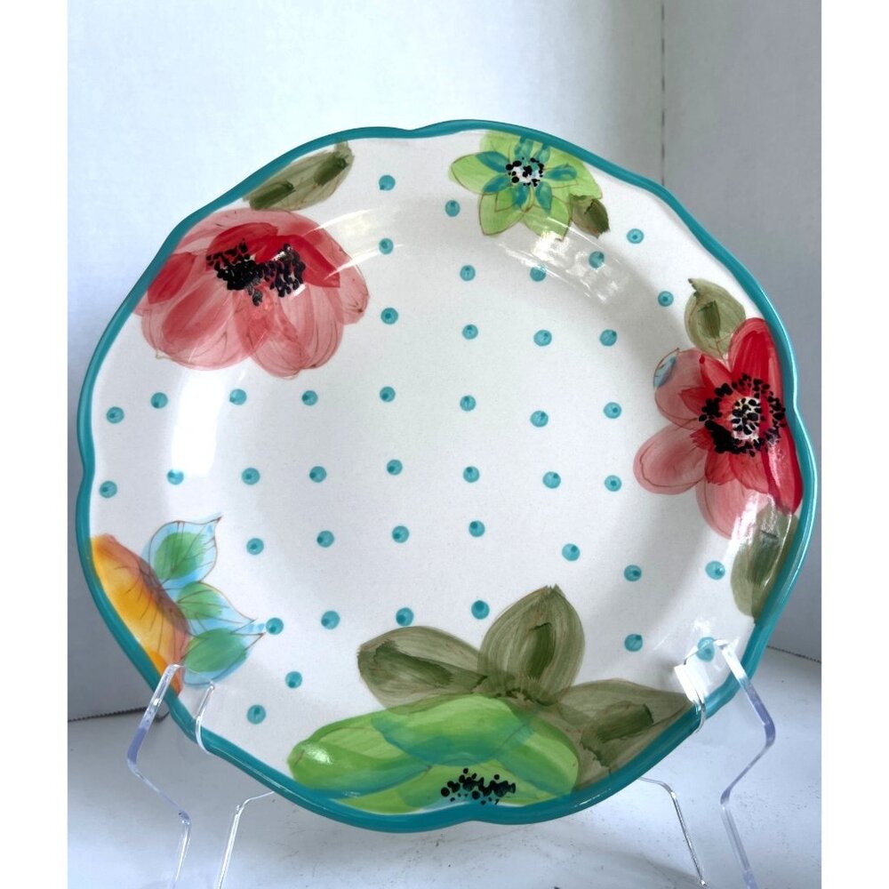 The Pioneer Woman Vintage Bloom Scalloped Edge 10.5" Dinner‎ Plate Polka Dots